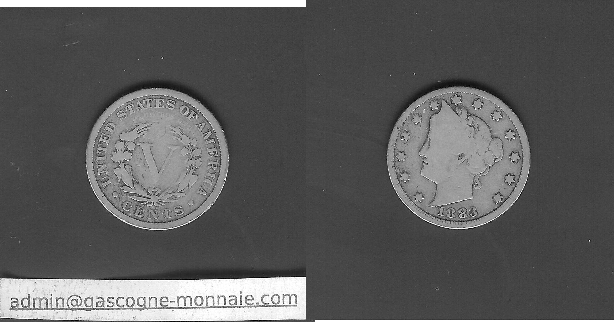 États-Unis 5 Cents Liberty 1883 TB